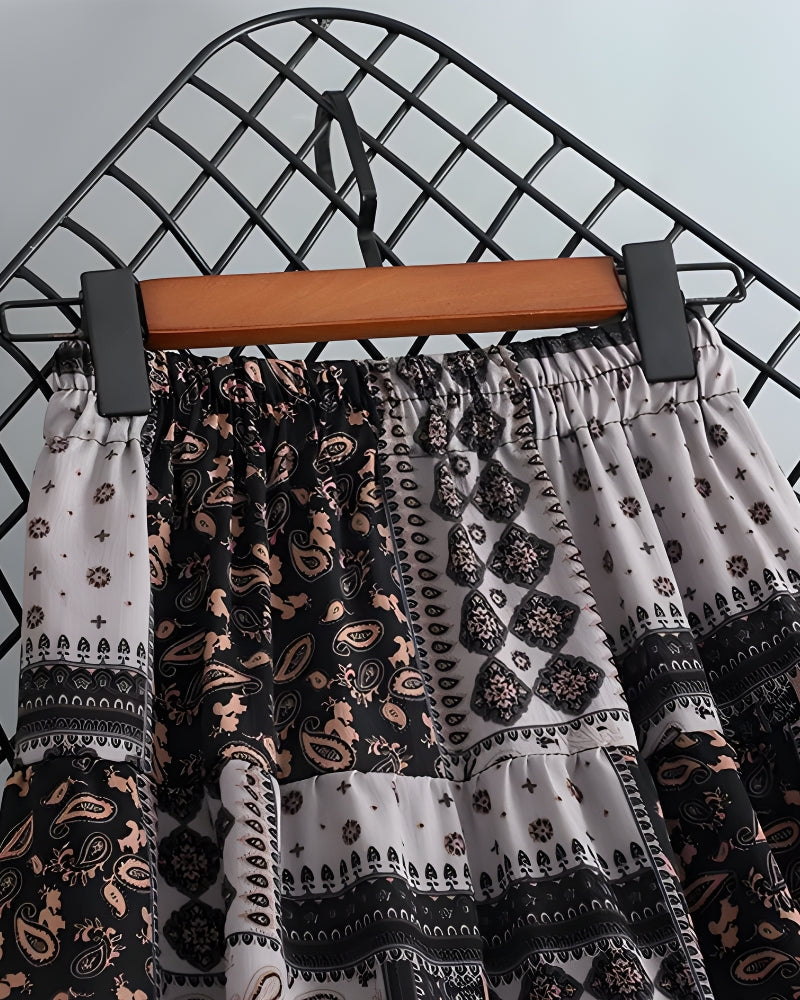 Jupe longue ethnique bohème taille élastique — vue 4
