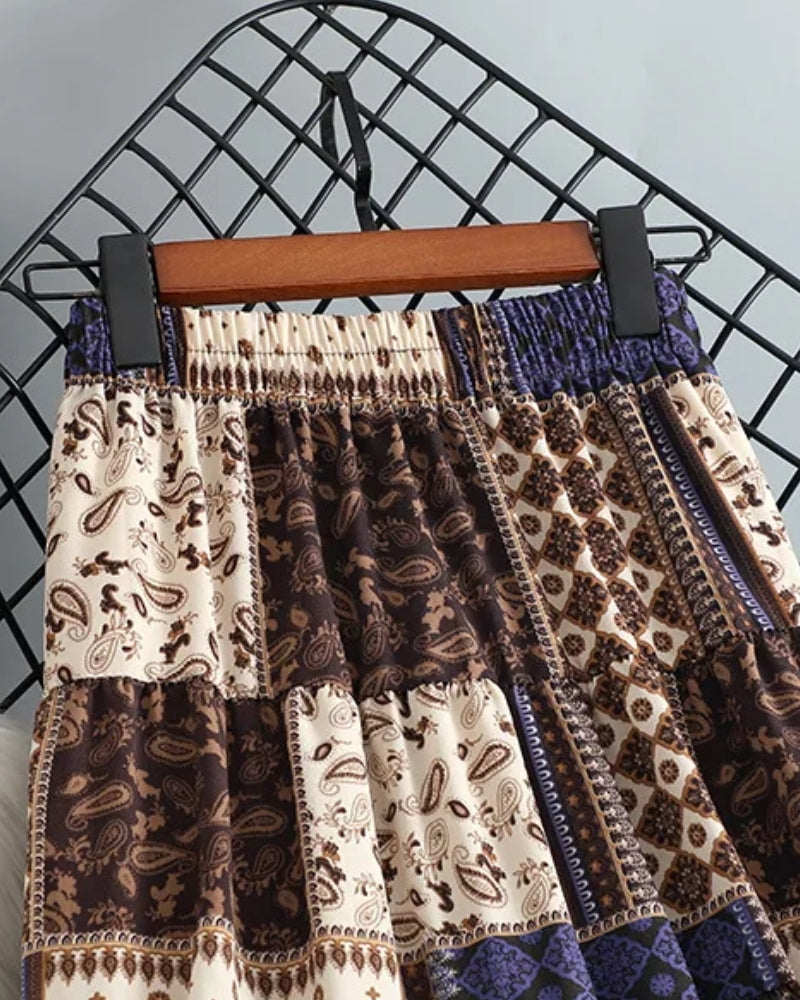 Jupe longue ethnique bohème taille élastique — vue 8