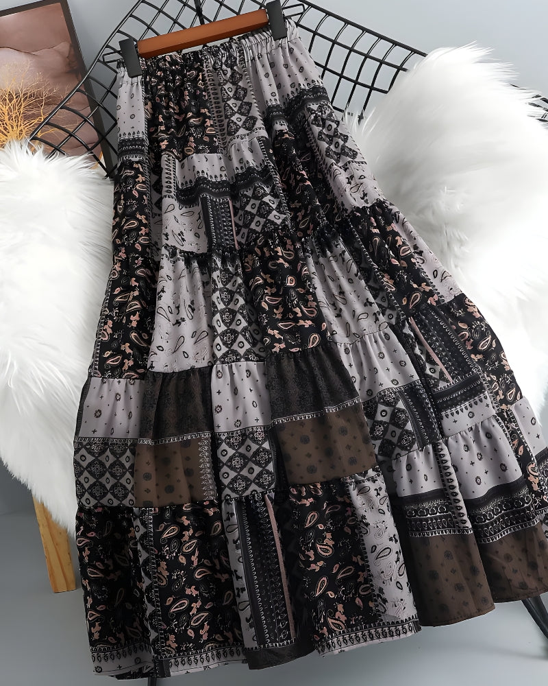 Jupe longue ethnique bohème taille élastique — vue 5