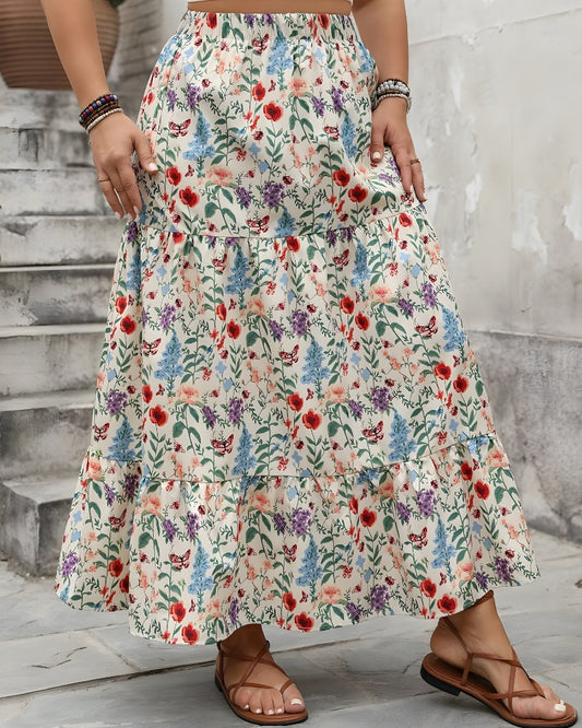 Jupe longue bohème fleuri multicolore — BOHERIS