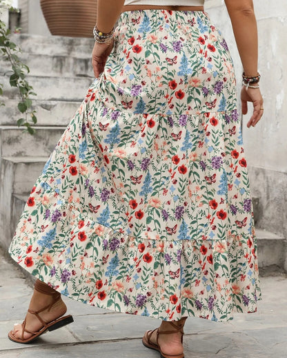 Jupe longue bohème fleuri multicolore — vue 2