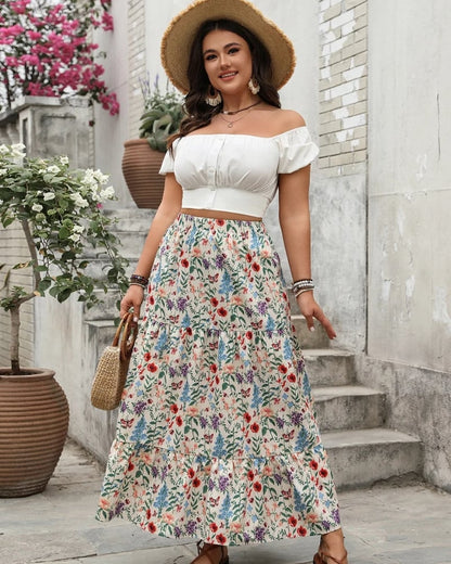 Jupe longue bohème fleuri multicolore — vue 6