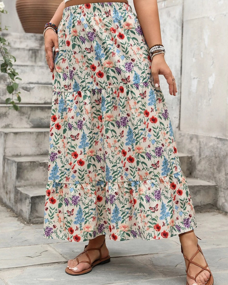 Jupe longue bohème fleuri multicolore — vue 5