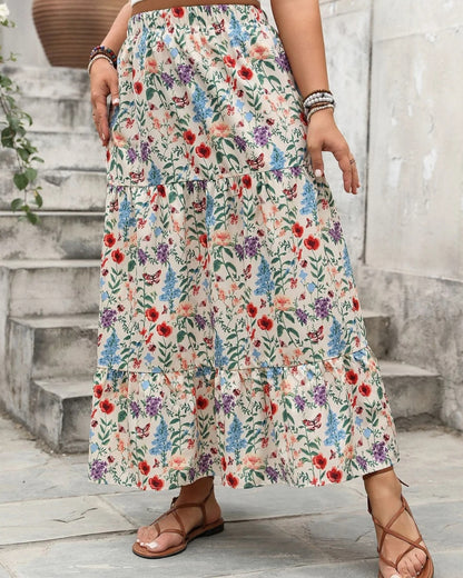 Jupe longue bohème fleuri multicolore — vue 5
