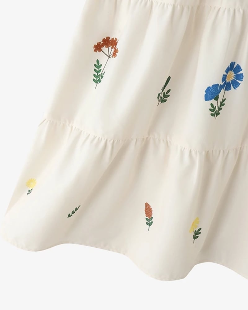 Jupe longue bohème plissée imprimé fleuri taille élastique — vue 5