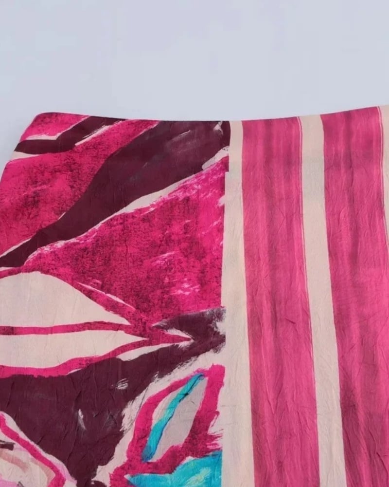 Jupe longue bohème satin rayures imprimé floral — vue 6