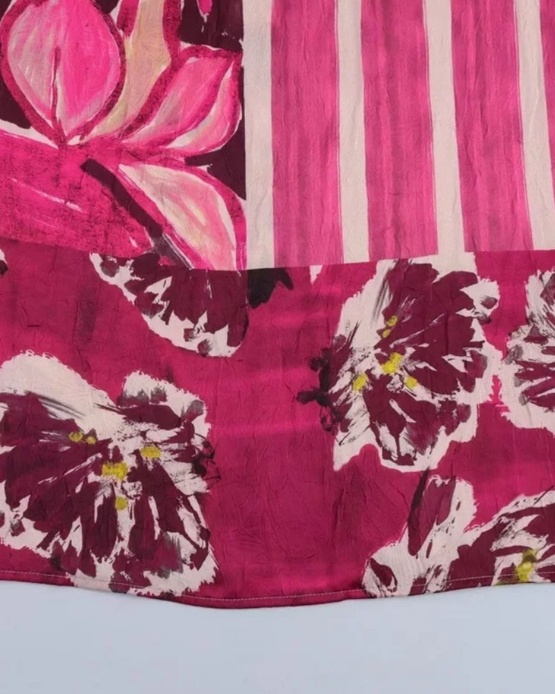 Jupe longue bohème satin rayures imprimé floral — vue 5