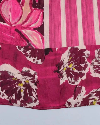 Jupe longue bohème satin rayures imprimé floral — vue 5