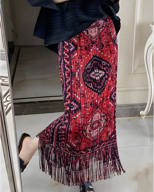 Jupe longue viscose imprimé cachemire bohème — BOHERIS