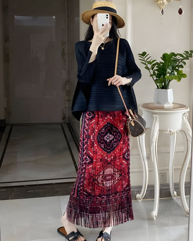 Jupe longue viscose imprimé cachemire bohème — vue 2