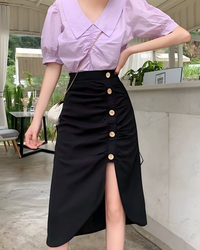 Jupe mi-longue bohème taille haute — vue 2