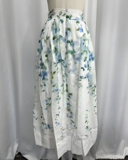 Jupe mi-longue lin floral bohème été — vue 7