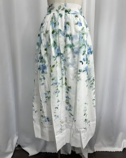 Jupe mi-longue lin floral bohème été — vue 6