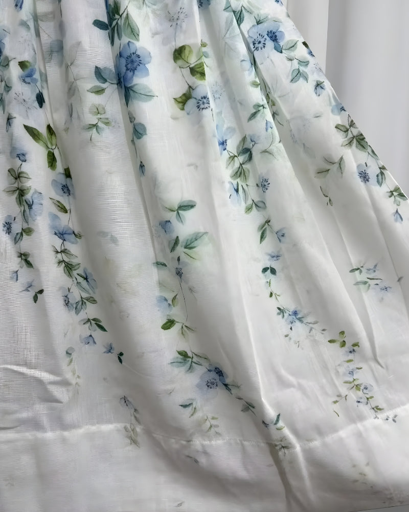 Jupe mi-longue lin floral bohème été — vue 5