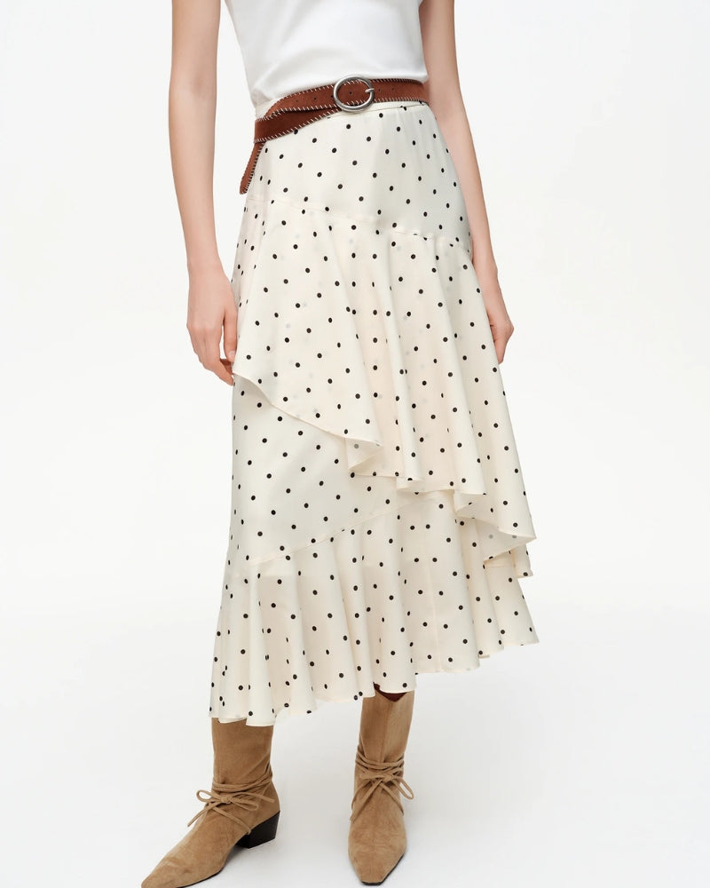 Jupe midi volants asymétrique pois bohème — vue 2