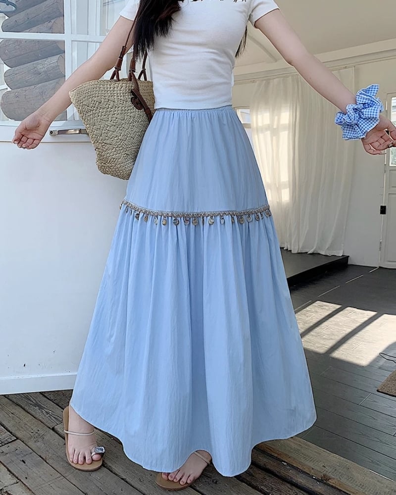 Jupe plissée bohème taille haute coréenne — BOHERIS