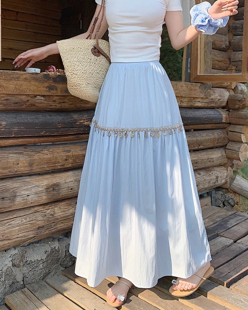 Jupe plissée bohème taille haute coréenne — vue 2
