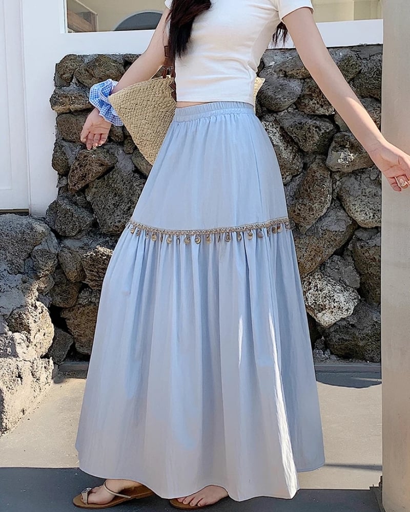 Jupe plissée bohème taille haute coréenne — vue 3
