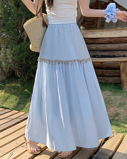 Jupe plissée bohème taille haute coréenne — vue 4
