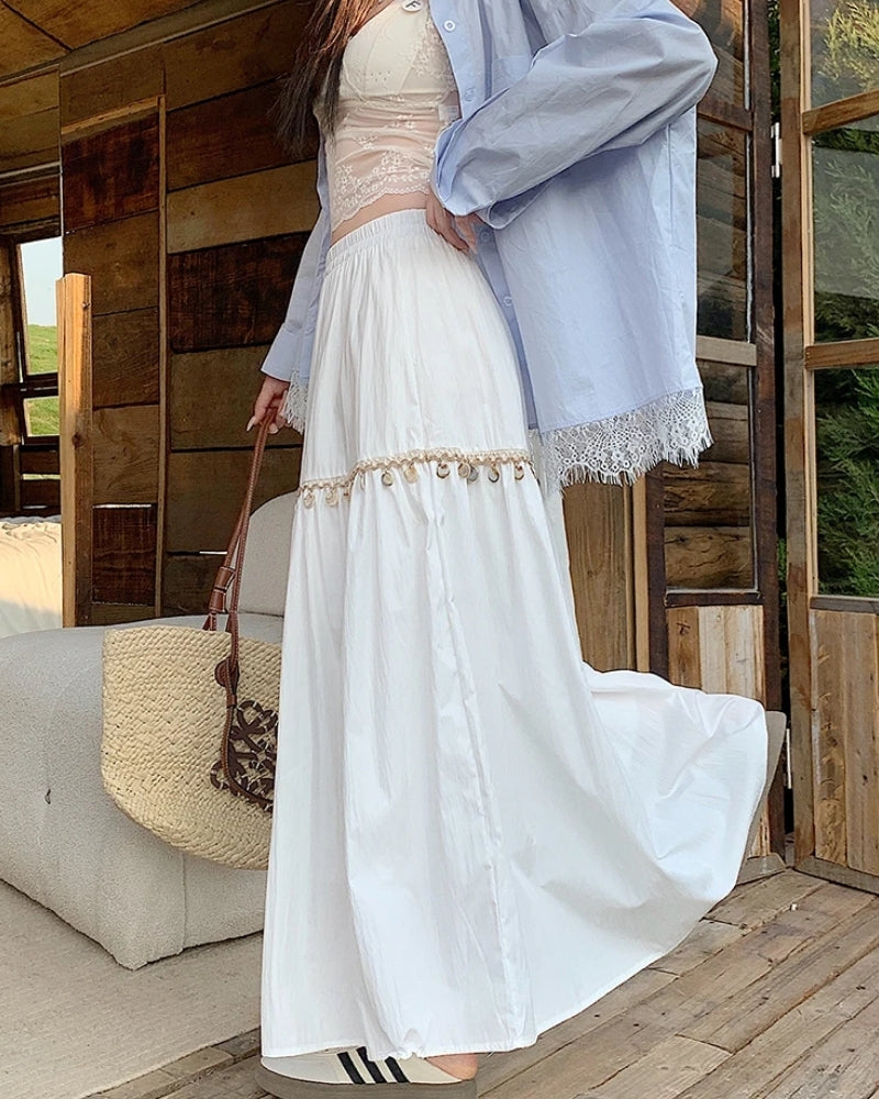 Jupe plissée bohème taille haute coréenne — vue 7