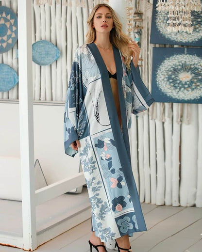 Kimono femme doux avec motif floral — BOHERIS