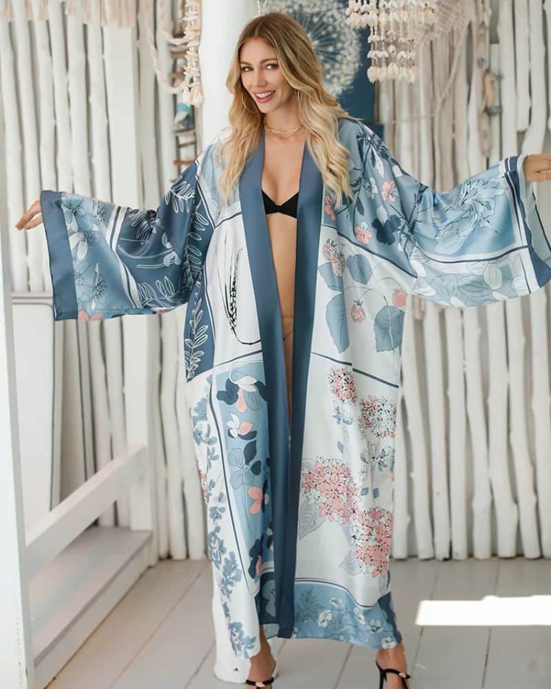 Kimono femme doux avec motif floral — vue 2