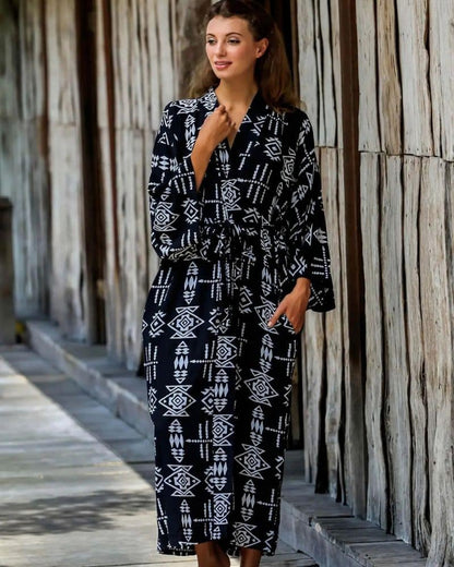 Kimono femme avec imprimés géométriques — BOHERIS