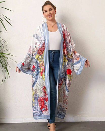 Kimono femme avec fresque marine en couleurs — BOHERIS