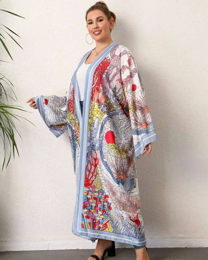 Kimono femme avec fresque marine en couleurs — vue 2