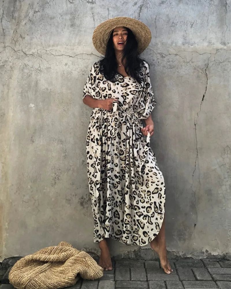 Kimono femme imprimé léopard beige — vue 2