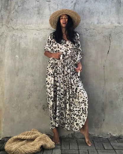 Kimono femme imprimé léopard beige — vue 2
