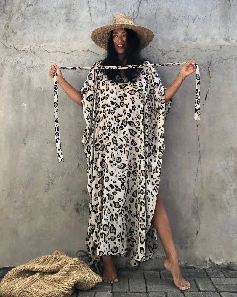 Kimono femme imprimé léopard beige — vue 4