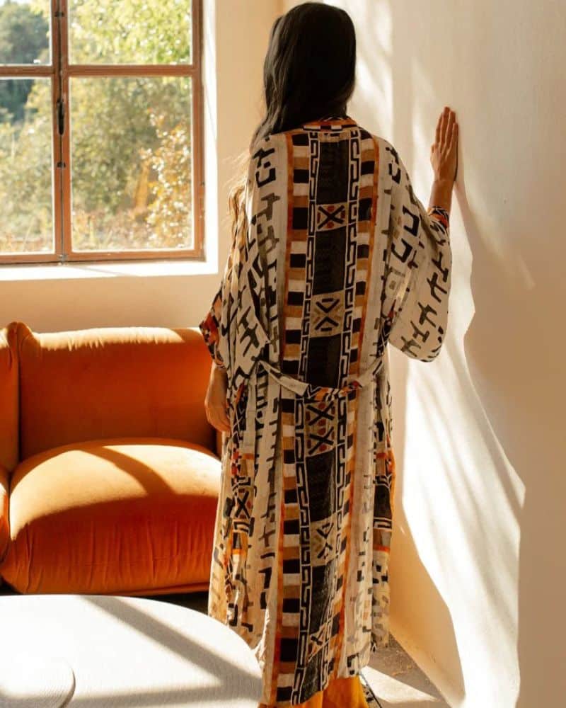 Kimono femme luxueux avec imprimés géométriques — vue 3