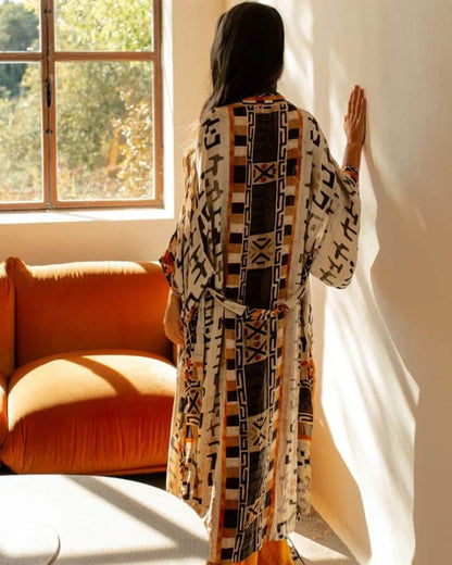 Kimono femme luxueux avec imprimés géométriques — vue 3