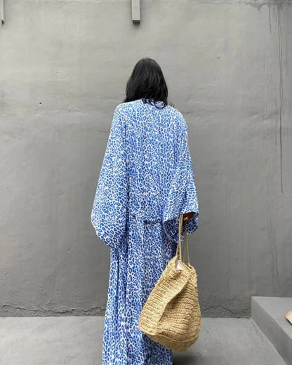 Kimono femme avec motif léopard bleu — vue 3