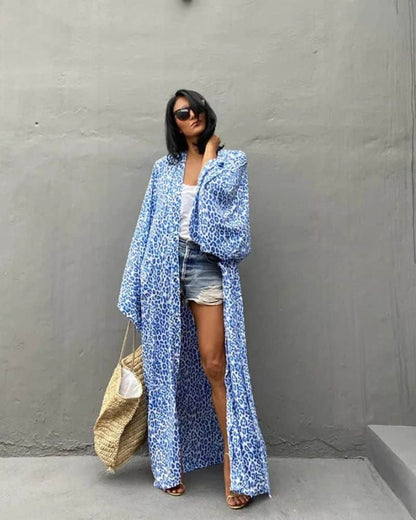 Kimono femme avec motif léopard bleu — vue 4