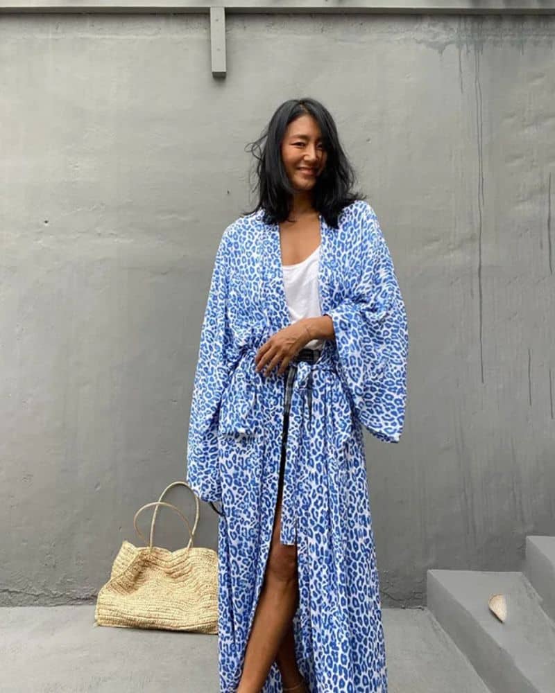 Kimono femme avec motif léopard bleu — vue 5