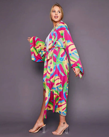 Kimono femme aux motifs abstraits et colorés — vue 4