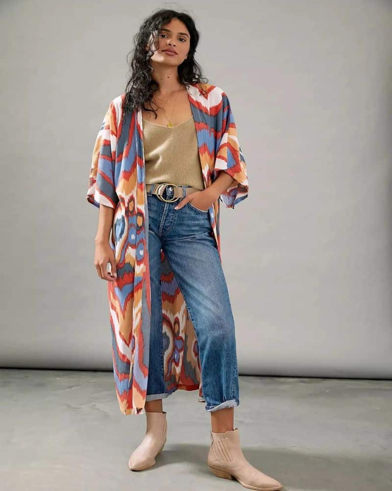 Kimono femme aux motifs artistiques colorés — BOHERIS