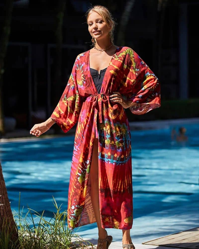 Kimono femme aux motifs exotiques vibrants — vue 2