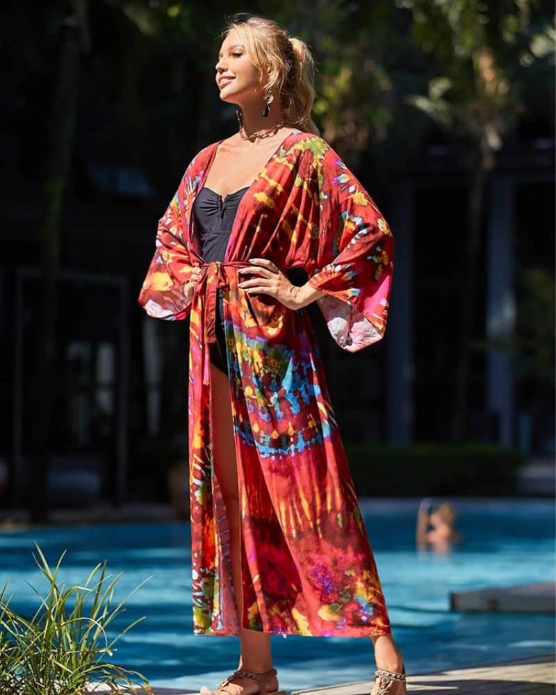 Kimono femme aux motifs exotiques vibrants — vue 3