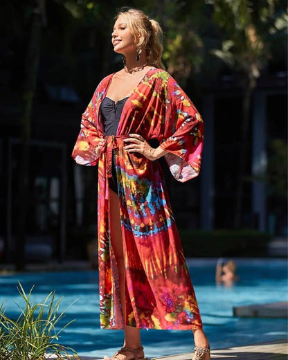 Kimono femme aux motifs exotiques vibrants — vue 3