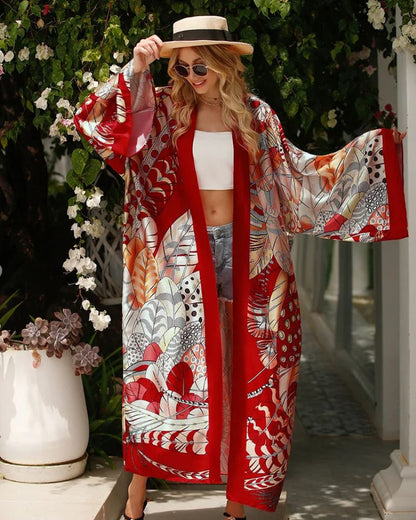 Kimono femme rouge traditionnel — vue 2
