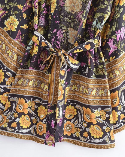 Kimono femme style bohème avec motifs floraux — vue 3