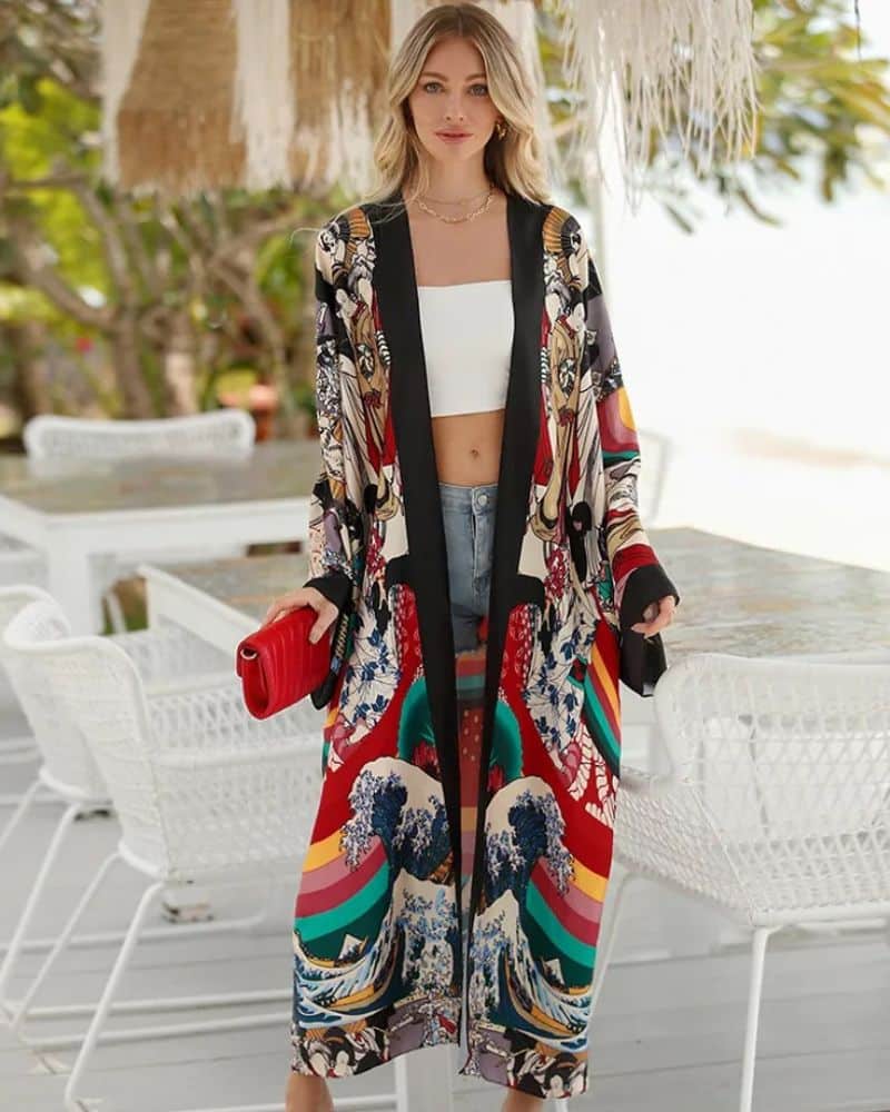 Kimono femme vibrant style japonais — BOHERIS