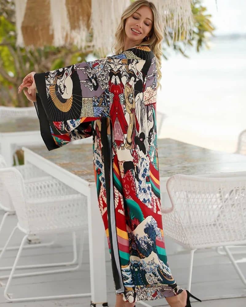 Kimono femme vibrant style japonais — vue 3