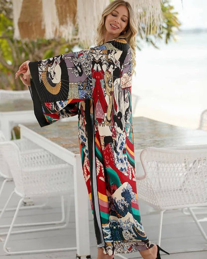 Kimono femme vibrant style japonais — vue 3