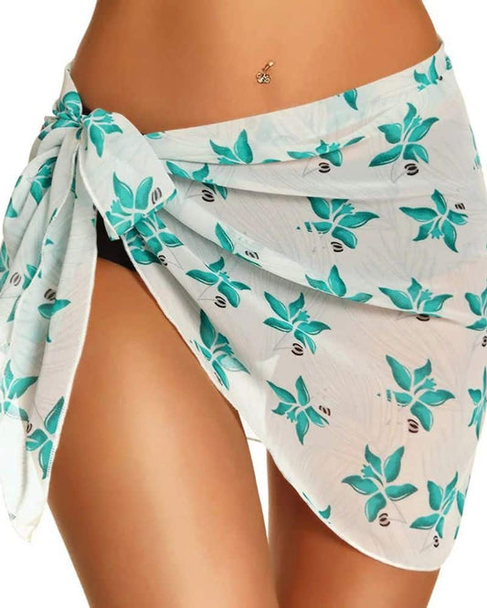 Paréo court et transparent à fleurs — BOHERIS