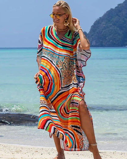 Paréo long multicolore aux motifs vibrants — vue 3