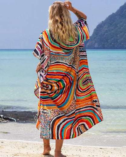 Paréo long multicolore aux motifs vibrants — vue 4